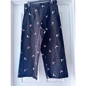 Women's Black Embroidered Cocktails‎  Drinks Wide Leg Pants Size 16
